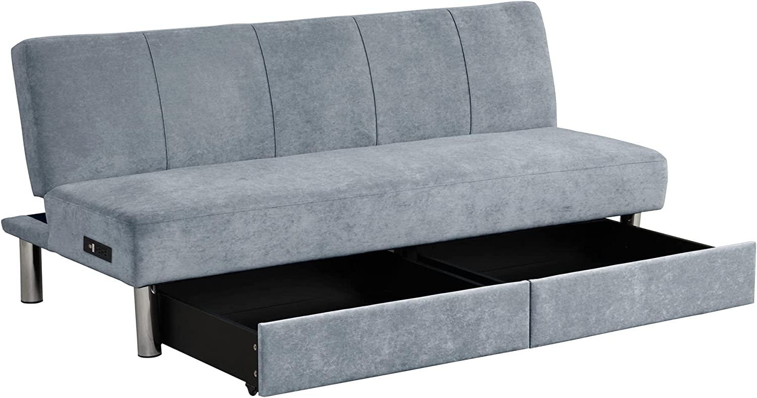 Gray Sofa Click with power and 2 drawers